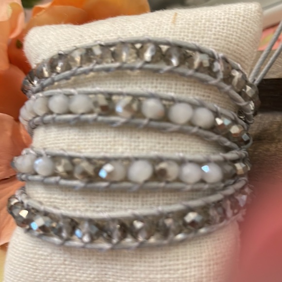 JBloom White, Grey, Silver Beaded Wrap - Picture 2 of 5